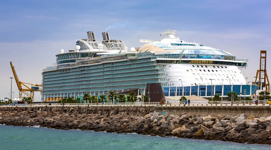 longest Cruise ship and waterfront on the Mediterranean